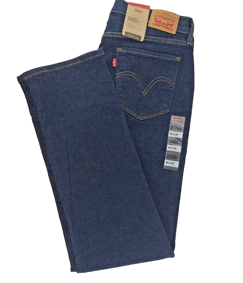 Levi's Classic Straight Jeans Womens 30x30 Dark Wash Indigo Stretch Denim NWT